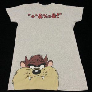 Vintage Looney Tunes Taz One Size Gray T-Shirt 1996 Sleeping Tee Beach Tee